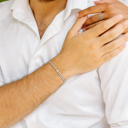 Pulsera cubana para pareja con inicial