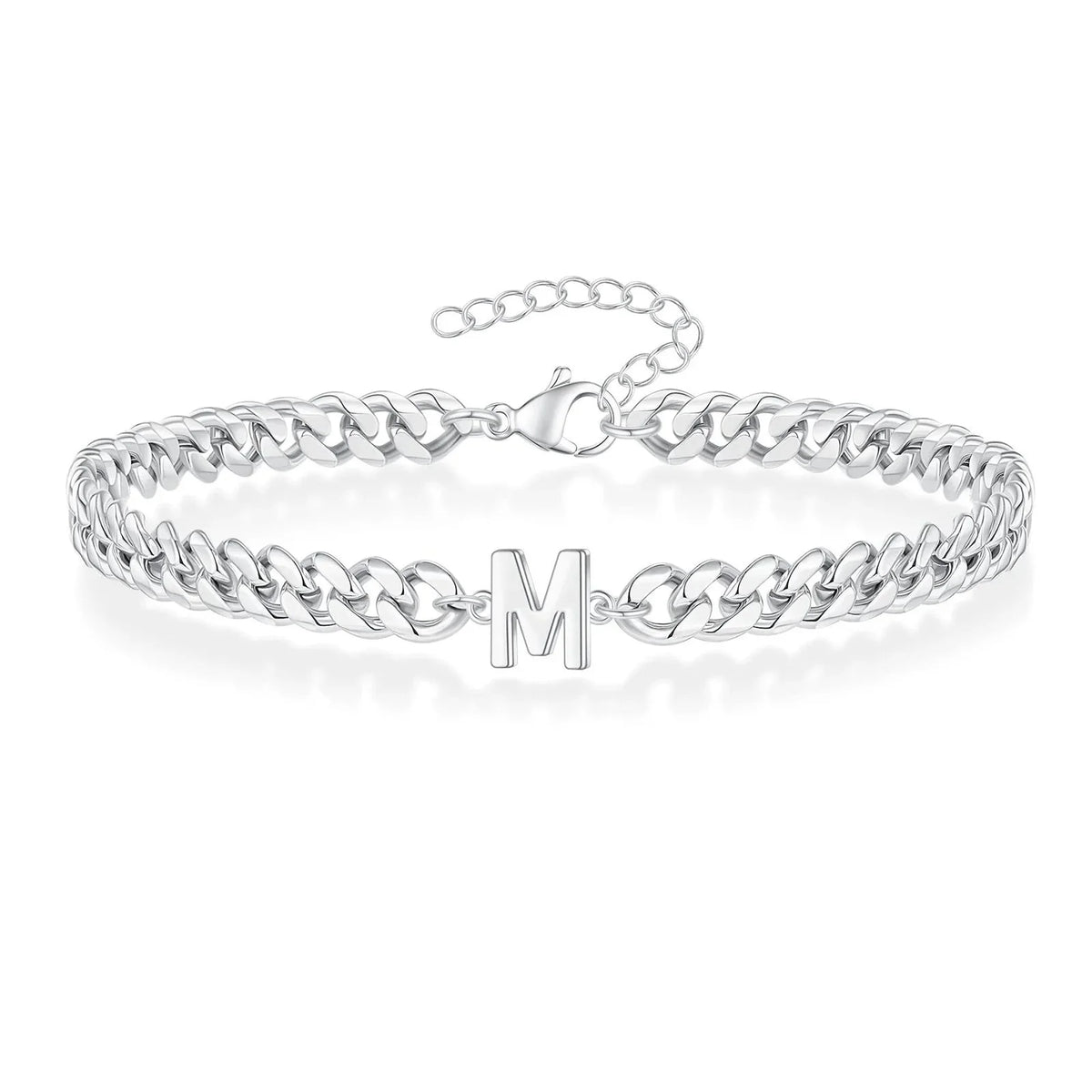 Pulsera cubana para pareja con inicial