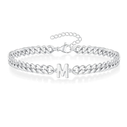Pulsera cubana para pareja con inicial