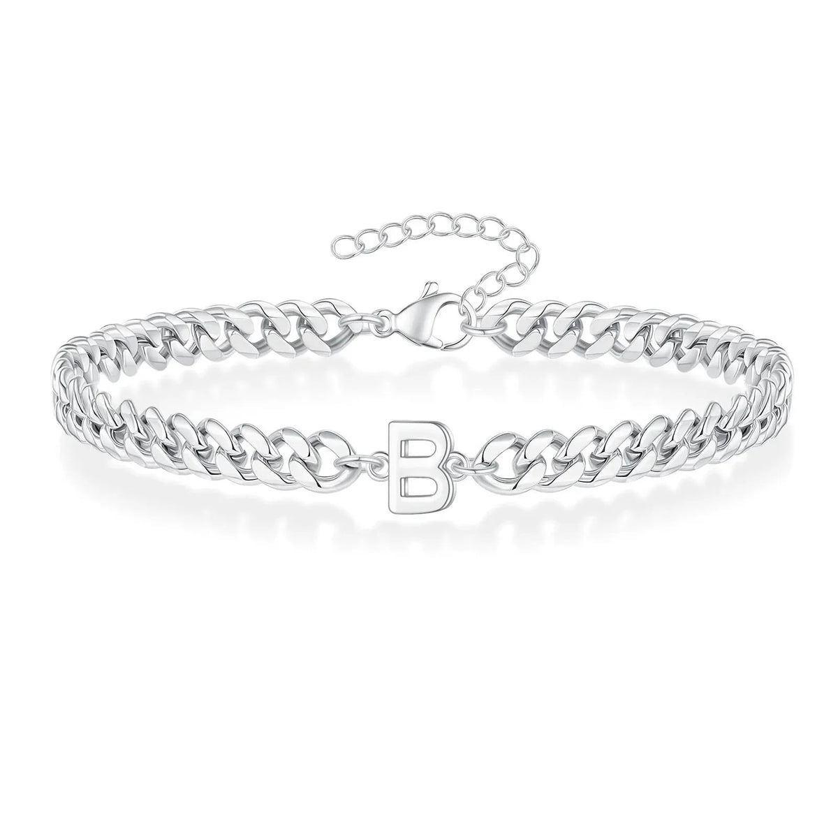 Pulsera cubana para pareja con inicial
