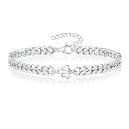 Pulsera cubana para pareja con inicial