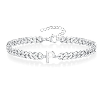 Pulsera cubana para pareja con inicial