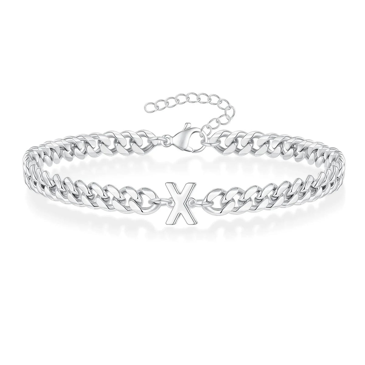 Pulsera cubana para pareja con inicial