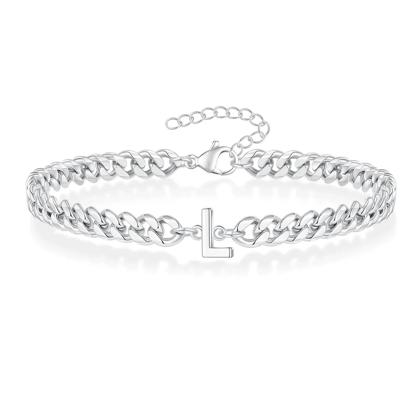 Pulsera cubana para pareja con inicial