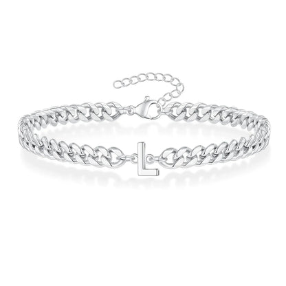 Pulsera cubana para pareja con inicial