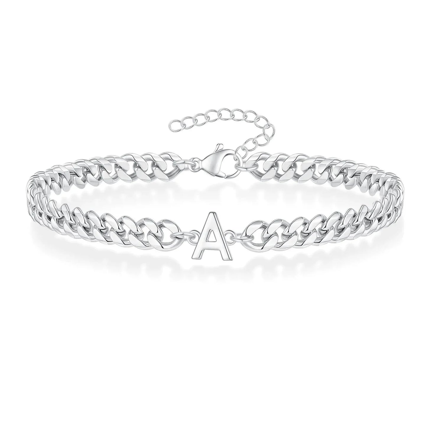 Pulsera cubana para pareja con inicial