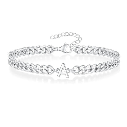 Pulsera cubana para pareja con inicial