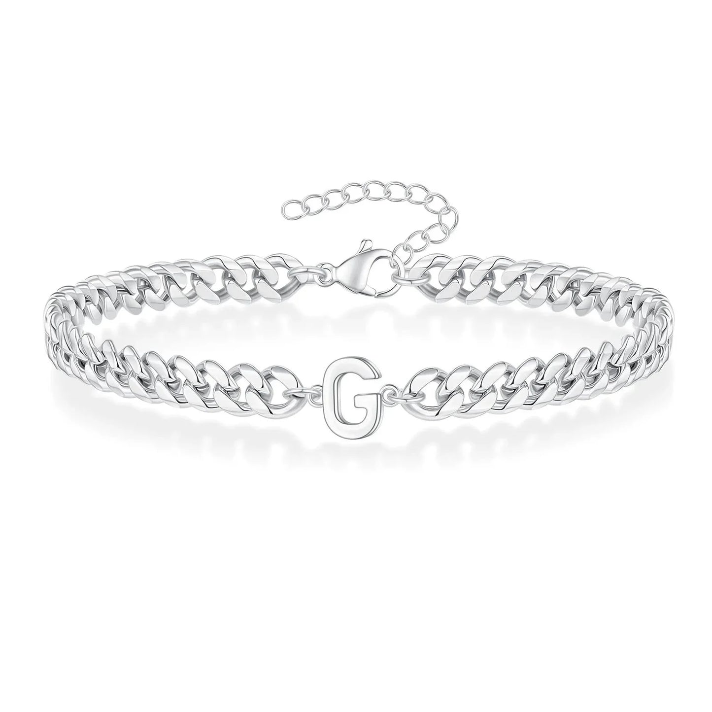 Pulsera cubana para pareja con inicial