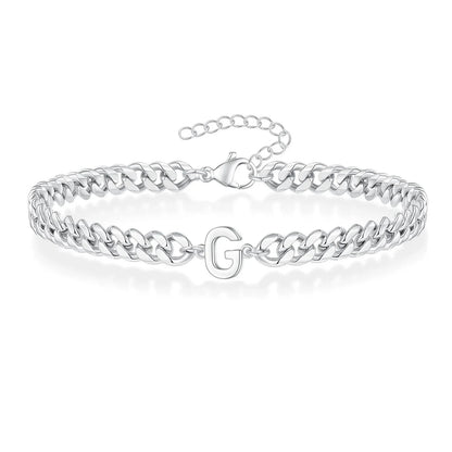 Pulsera cubana para pareja con inicial