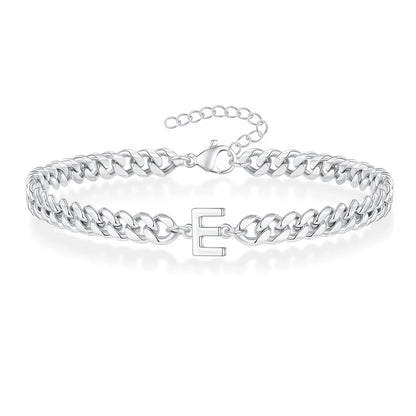 Pulsera cubana para pareja con inicial