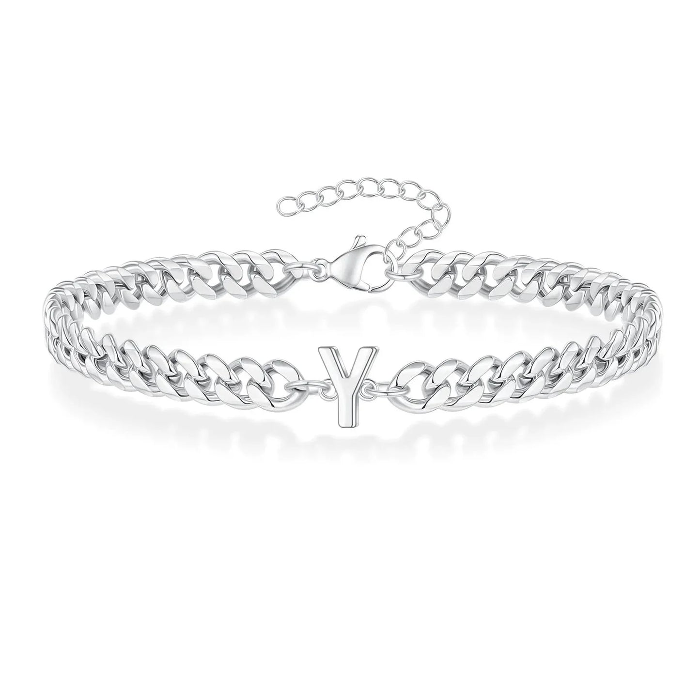 Pulsera cubana para pareja con inicial