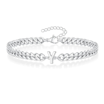 Pulsera cubana para pareja con inicial