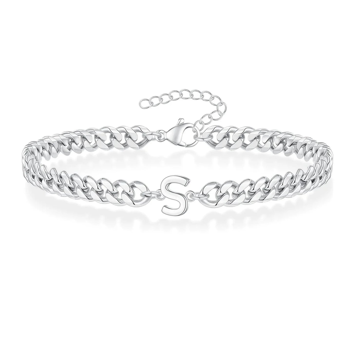 Pulsera cubana para pareja con inicial