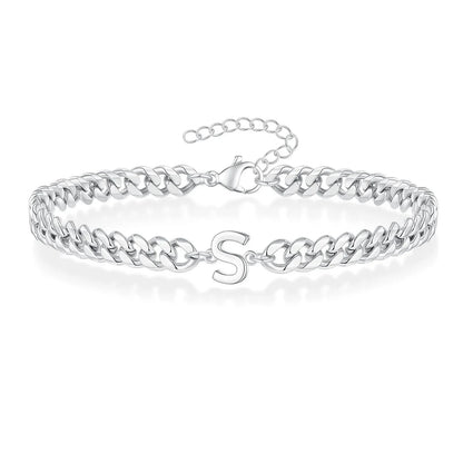 Pulsera cubana para pareja con inicial