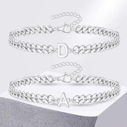 Pulsera cubana para pareja con inicial