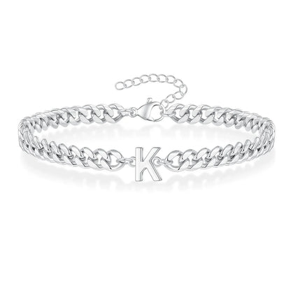 Pulsera cubana para pareja con inicial