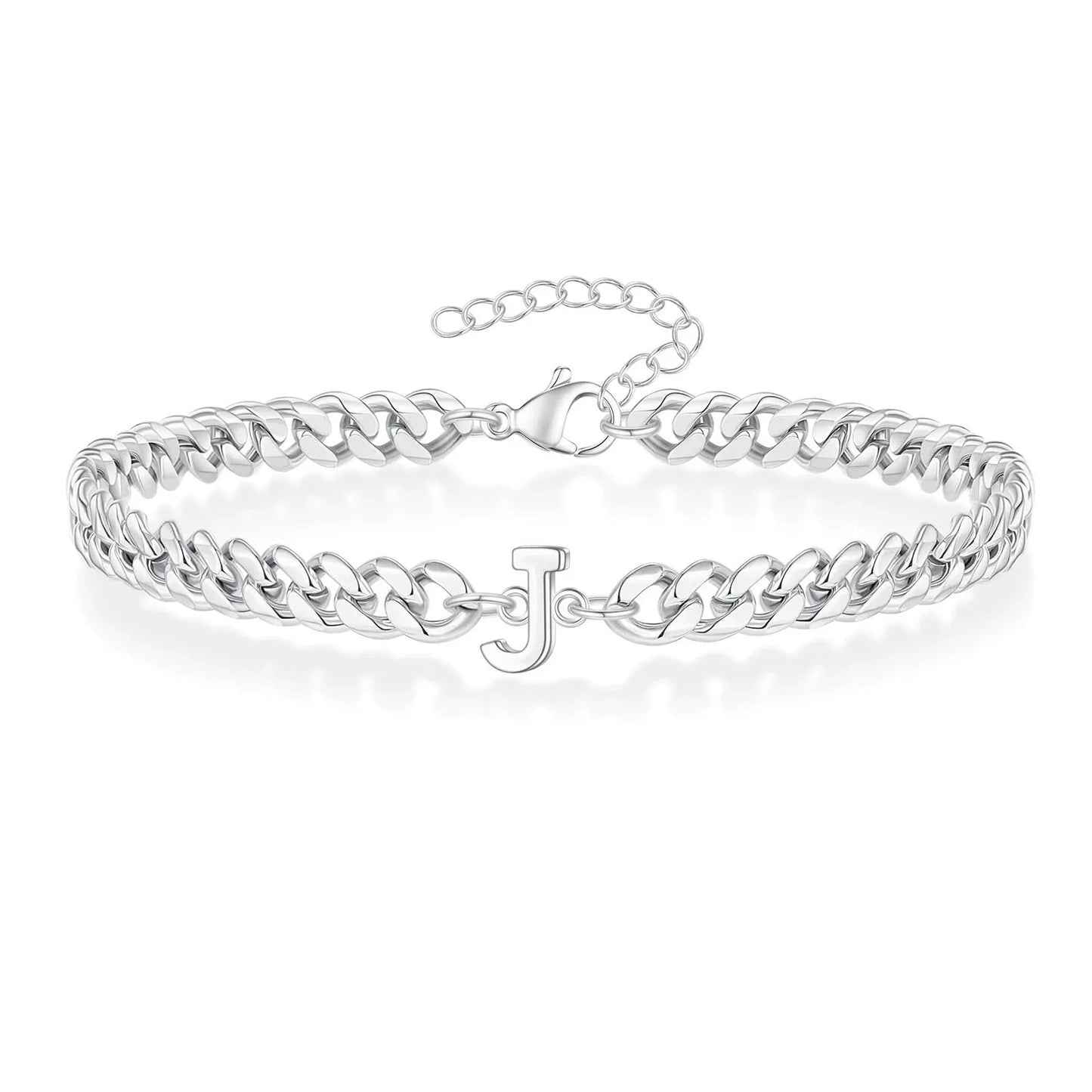 Pulsera cubana para pareja con inicial