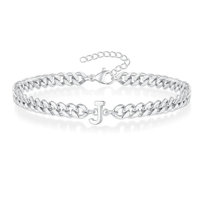 Pulsera cubana para pareja con inicial