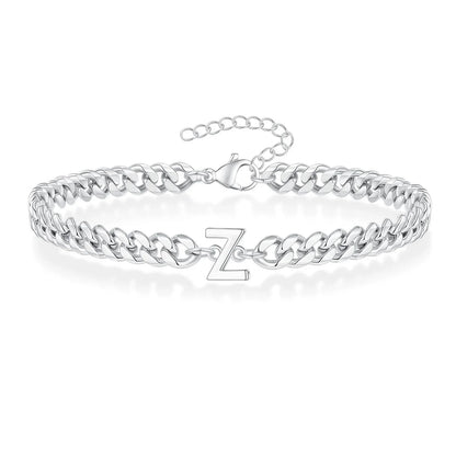 Pulsera cubana para pareja con inicial