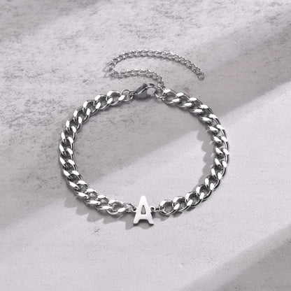 Pulsera cubana para pareja con inicial