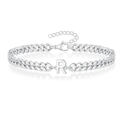 Pulsera cubana para pareja con inicial