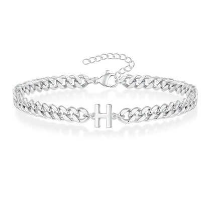 Pulsera cubana para pareja con inicial