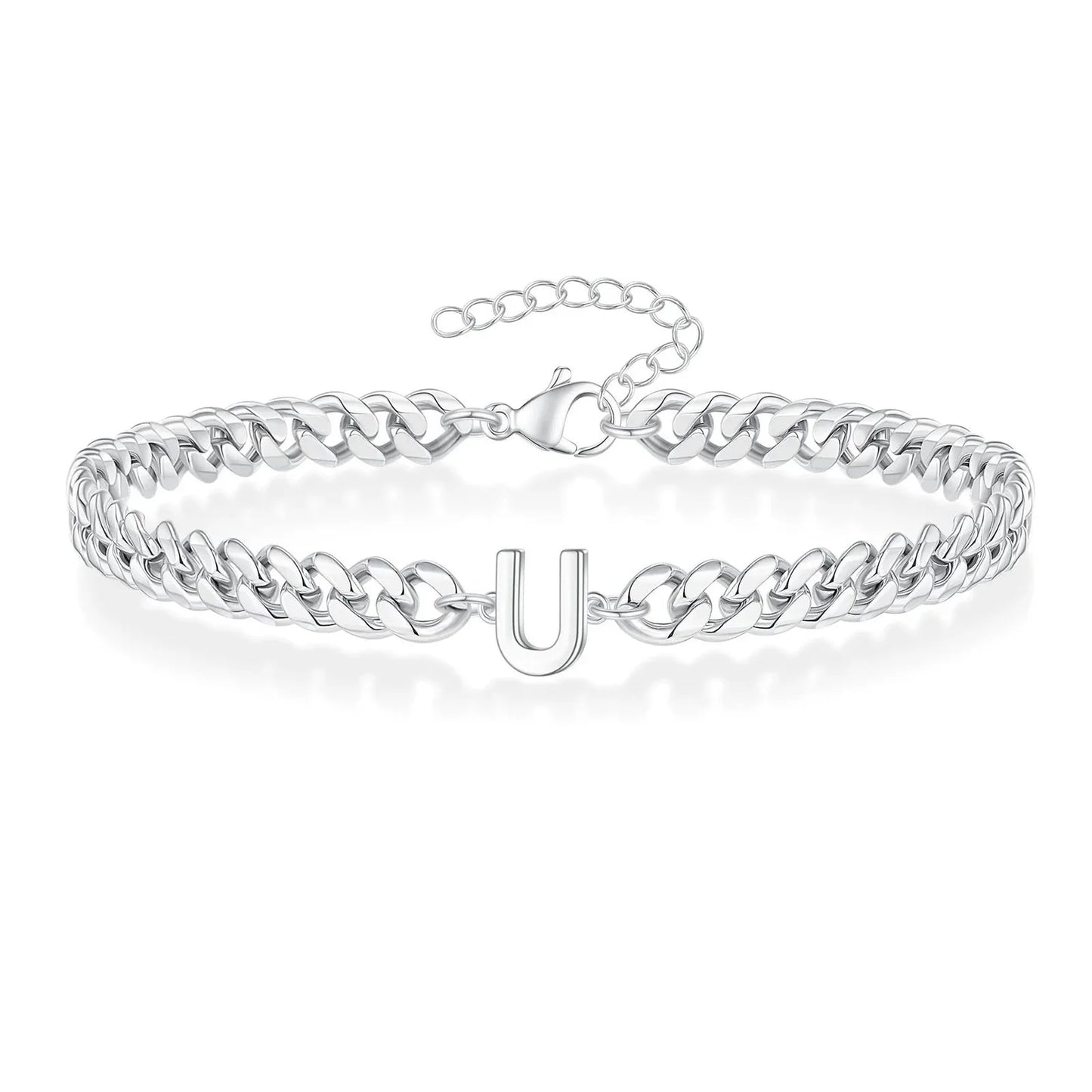 Pulsera cubana para pareja con inicial