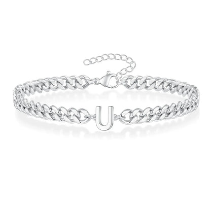 Pulsera cubana para pareja con inicial