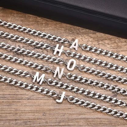 Pulsera cubana para pareja con inicial