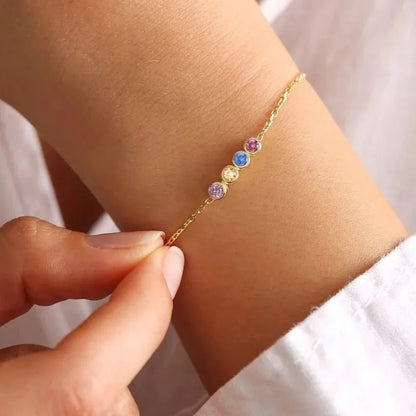 Pulsera delicada de cadena con piedra de nacimiento