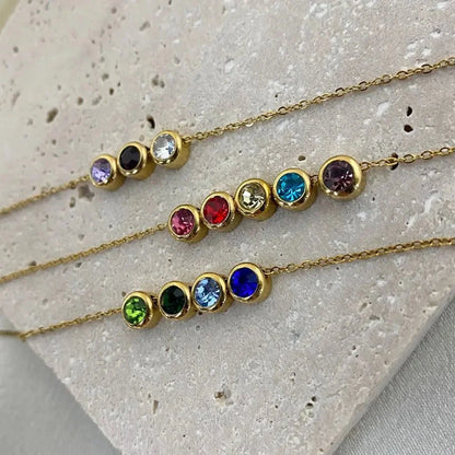 Pulsera delicada de cadena con piedra de nacimiento