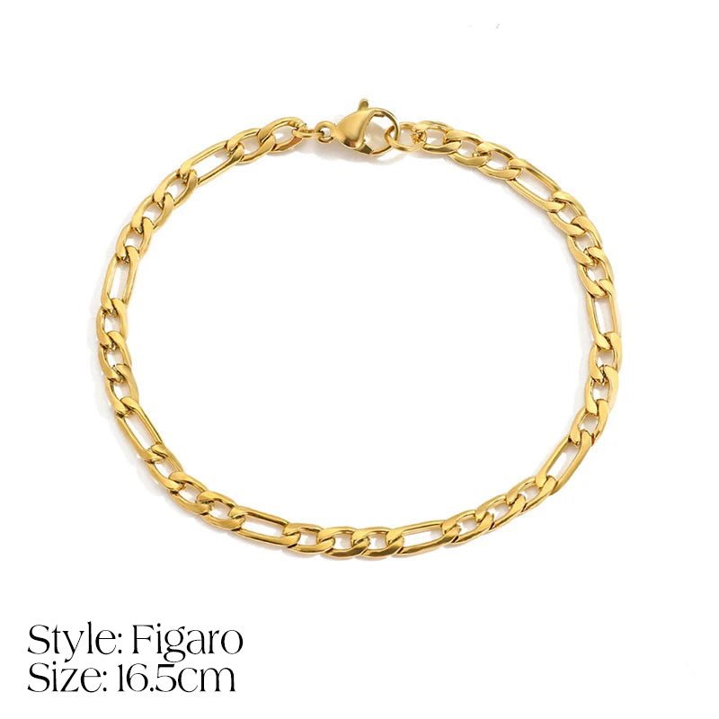 Pulsera delicada de cadena cubana/Fígaro con inicial