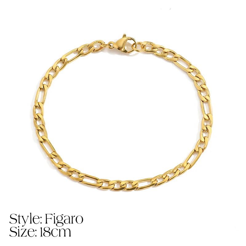 Pulsera delicada de cadena cubana/Fígaro con inicial