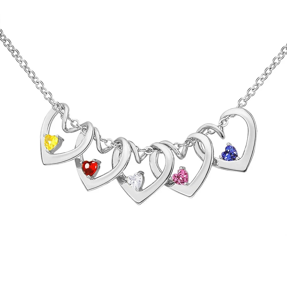 Set delicado con nombre, piedra de nacimiento y corazón: brazalete y collar