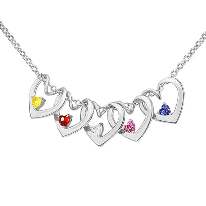 Set delicado con nombre, piedra de nacimiento y corazón: brazalete y collar