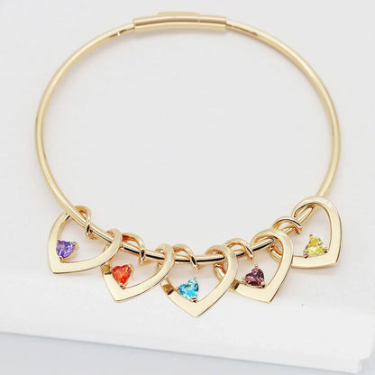 Set delicado con nombre, piedra de nacimiento y corazón: brazalete y collar