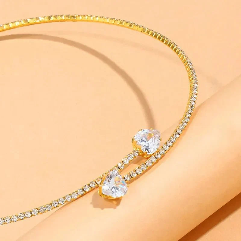 Choker Abierto de Corazón con Brillo