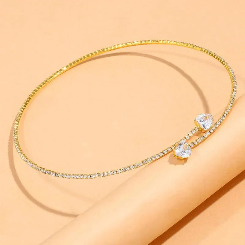 Choker Abierto de Corazón con Brillo