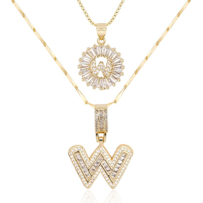 Set de 2 Collares 14K con Inicial y Brillo
