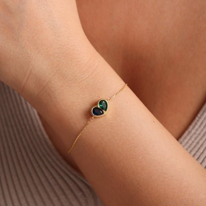 Set Corazones Unidos para Siempre con piedra de nacimiento: collar y pulsera