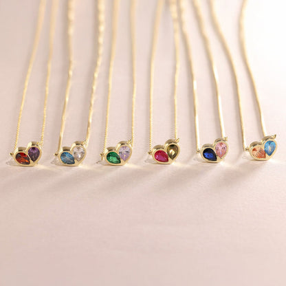 Set Corazones Unidos para Siempre con piedra de nacimiento: collar y pulsera