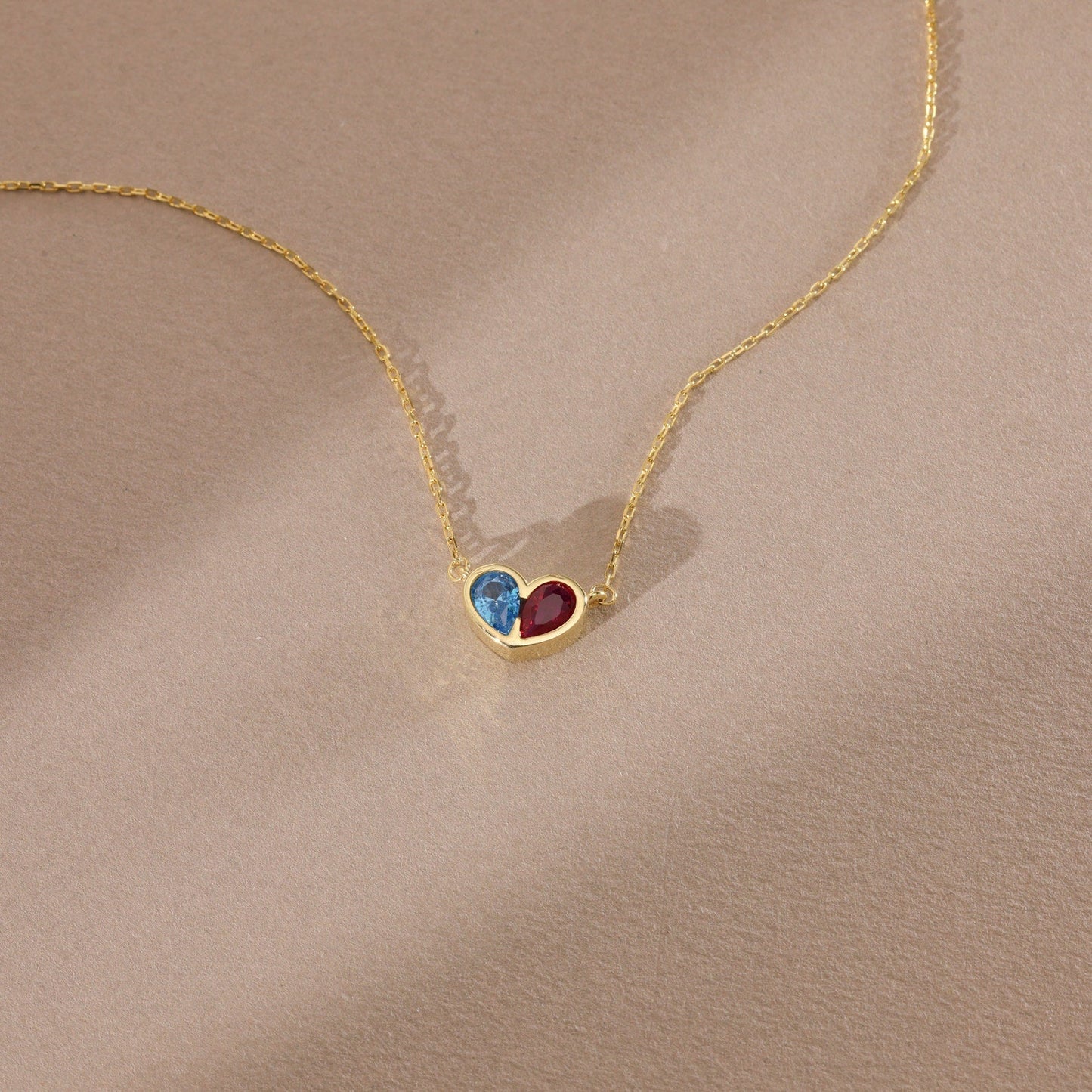 Set Corazones Unidos para Siempre con piedra de nacimiento: collar y pulsera