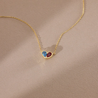 Set Corazones Unidos para Siempre con piedra de nacimiento: collar y pulsera