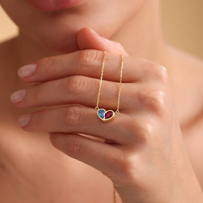 Set Corazones Unidos para Siempre con piedra de nacimiento: collar y pulsera