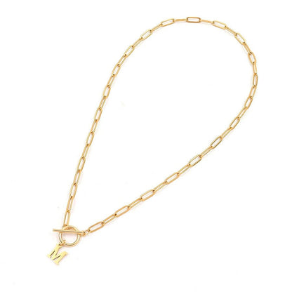 Collar Paperclip con Inicial y Cierre Circular
