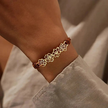 Pulsera personalizada con flor de nacimiento