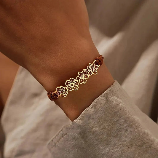 Pulsera personalizada con flor de nacimiento