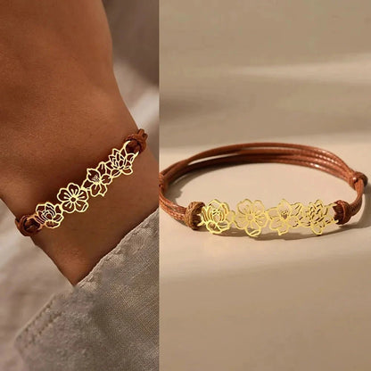 Pulsera personalizada con flor de nacimiento