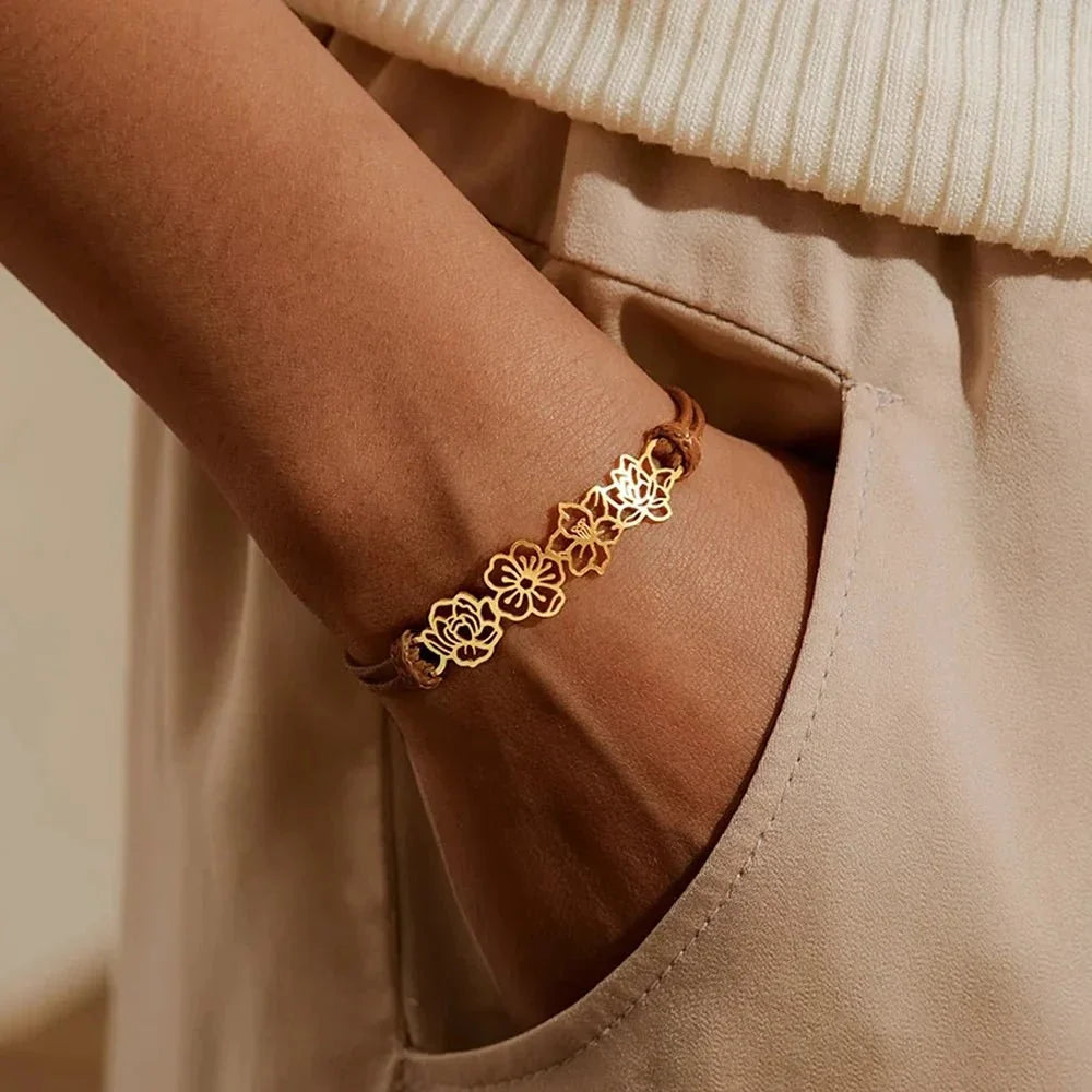 Pulsera personalizada con flor de nacimiento