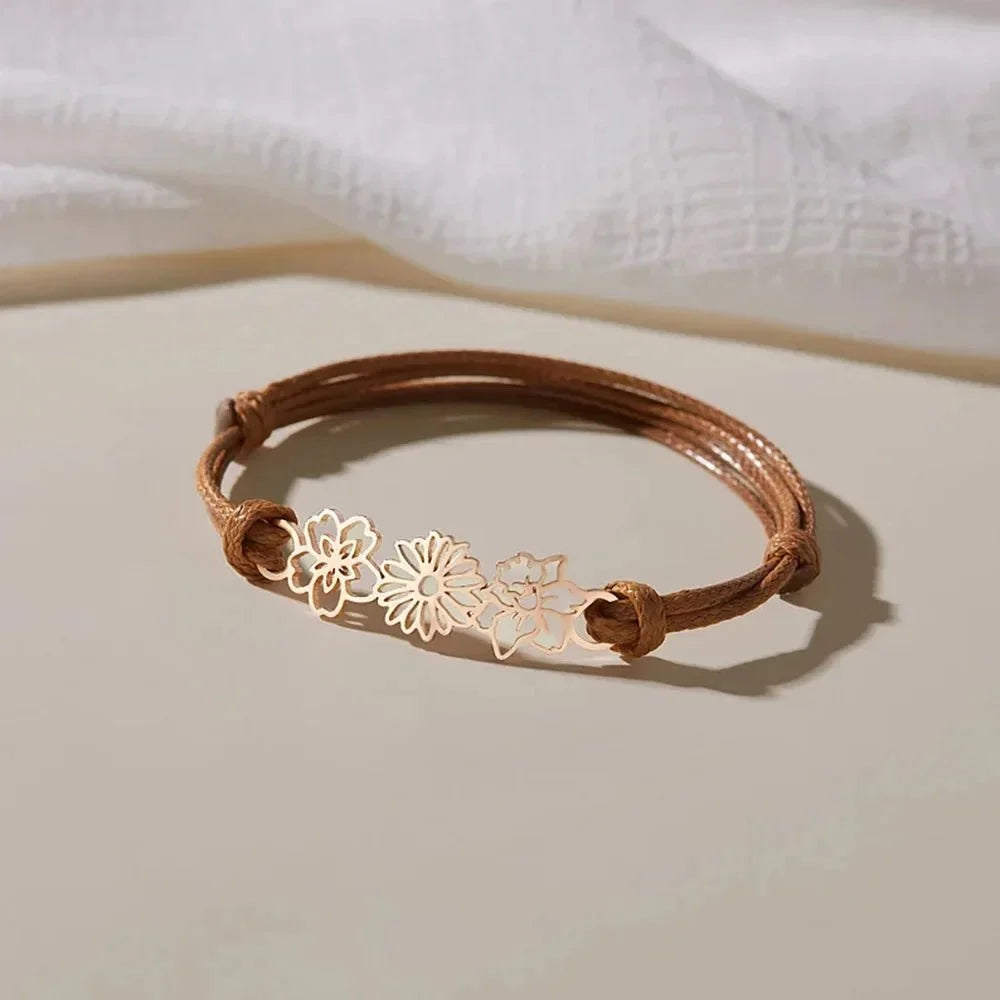 Pulsera personalizada con flor de nacimiento
